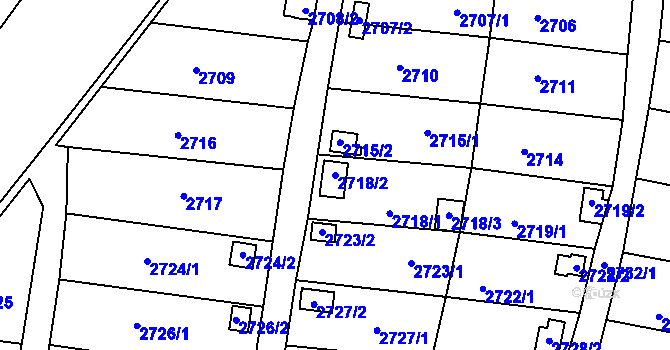 Parcela st. 2718/2 v KÚ Bystřice nad Pernštejnem, Katastrální mapa