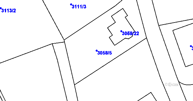 Parcela st. 3058/5 v KÚ Bystřice nad Pernštejnem, Katastrální mapa