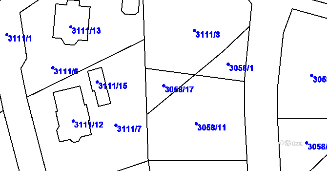 Parcela st. 3058/17 v KÚ Bystřice nad Pernštejnem, Katastrální mapa
