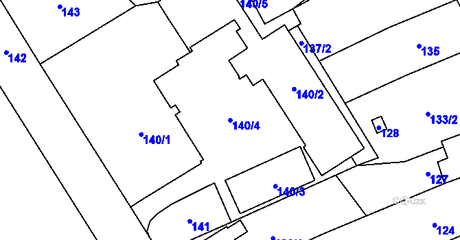 Parcela st. 140/4 v KÚ Bystřice nad Pernštejnem, Katastrální mapa