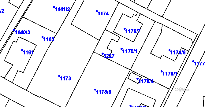 Parcela st. 3227 v KÚ Bystřice nad Pernštejnem, Katastrální mapa
