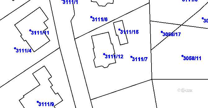 Parcela st. 3111/12 v KÚ Bystřice nad Pernštejnem, Katastrální mapa