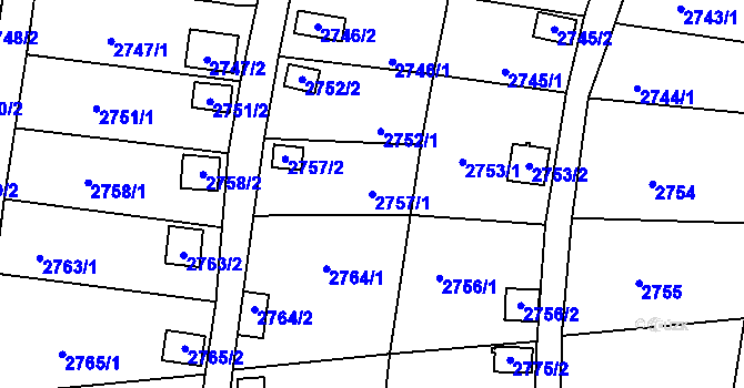 Parcela st. 2757/1 v KÚ Bystřice nad Pernštejnem, Katastrální mapa