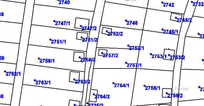Parcela st. 2757/2 v KÚ Bystřice nad Pernštejnem, Katastrální mapa