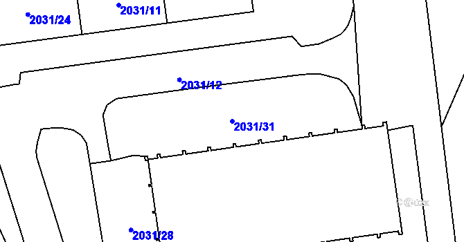 Parcela st. 2031/31 v KÚ Bystřice nad Pernštejnem, Katastrální mapa