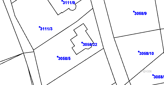 Parcela st. 3058/22 v KÚ Bystřice nad Pernštejnem, Katastrální mapa