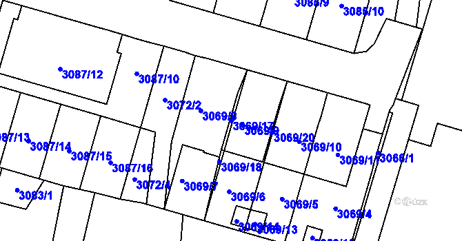 Parcela st. 3069/17 v KÚ Bystřice nad Pernštejnem, Katastrální mapa