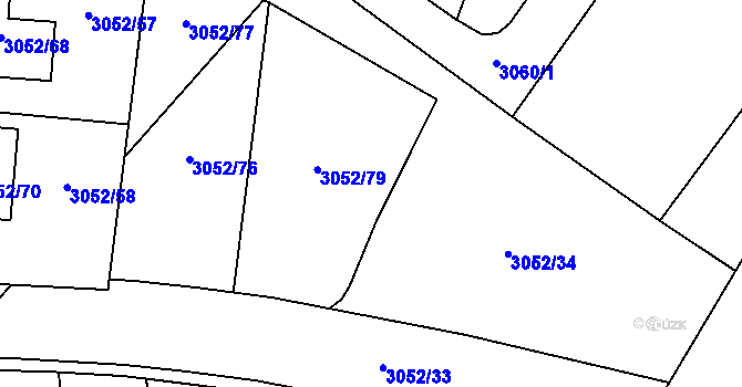Parcela st. 3052/34 v KÚ Bystřice nad Pernštejnem, Katastrální mapa