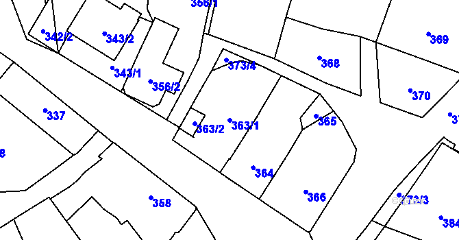 Parcela st. 363/1 v KÚ Bystřice nad Pernštejnem, Katastrální mapa