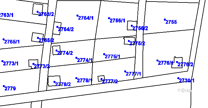 Parcela st. 2775/1 v KÚ Bystřice nad Pernštejnem, Katastrální mapa