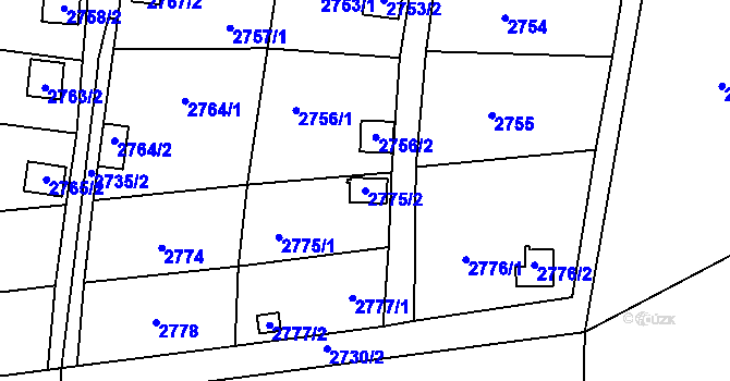 Parcela st. 2775/2 v KÚ Bystřice nad Pernštejnem, Katastrální mapa