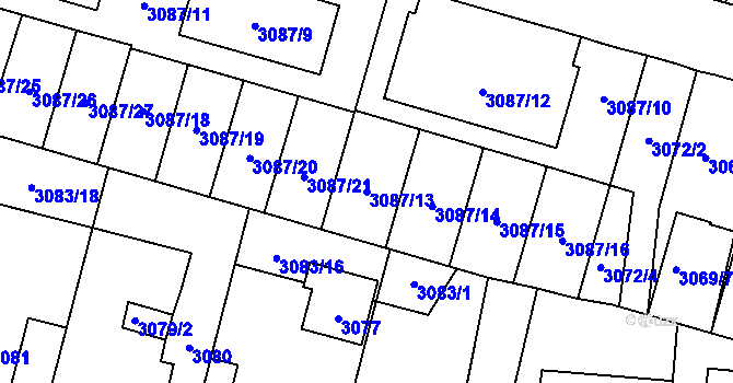 Parcela st. 3087/13 v KÚ Bystřice nad Pernštejnem, Katastrální mapa