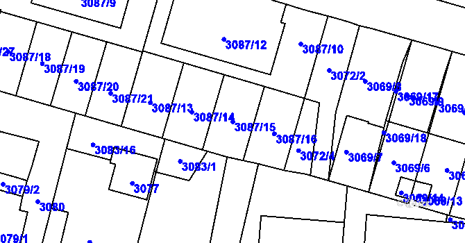 Parcela st. 3087/15 v KÚ Bystřice nad Pernštejnem, Katastrální mapa