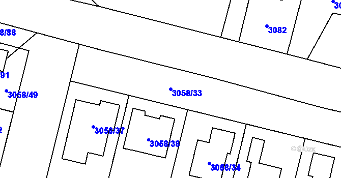 Parcela st. 3058/33 v KÚ Bystřice nad Pernštejnem, Katastrální mapa