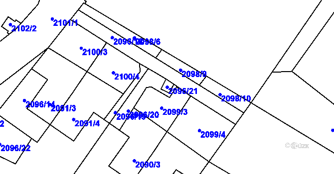 Parcela st. 2096/21 v KÚ Bystřice nad Pernštejnem, Katastrální mapa