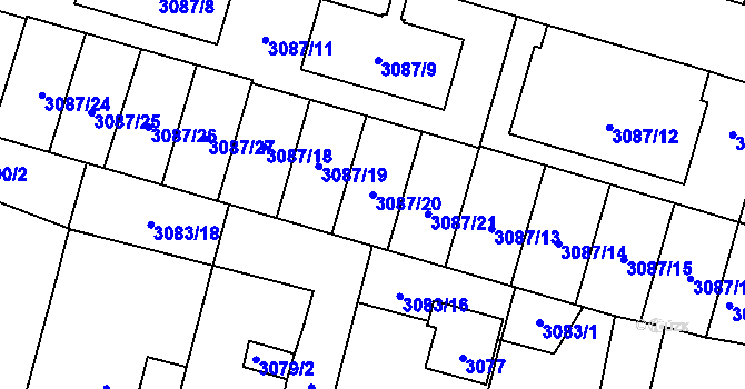 Parcela st. 3087/20 v KÚ Bystřice nad Pernštejnem, Katastrální mapa