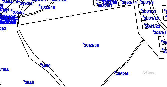 Parcela st. 3052/36 v KÚ Bystřice nad Pernštejnem, Katastrální mapa