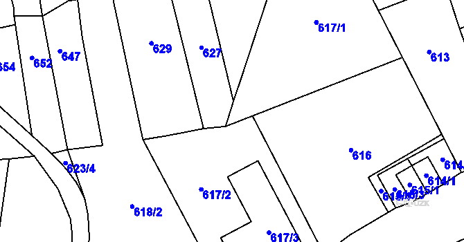 Parcela st. 623/1 v KÚ Bystřice nad Pernštejnem, Katastrální mapa
