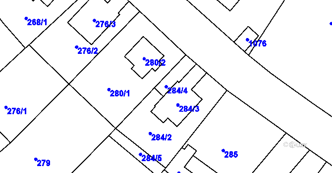 Parcela st. 284/4 v KÚ Bystřice nad Pernštejnem, Katastrální mapa