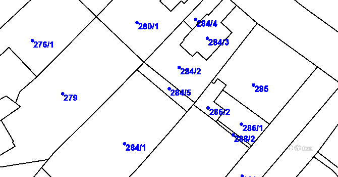 Parcela st. 284/5 v KÚ Bystřice nad Pernštejnem, Katastrální mapa