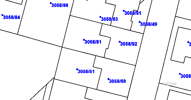 Parcela st. 3058/50 v KÚ Bystřice nad Pernštejnem, Katastrální mapa