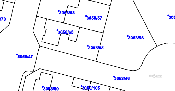 Parcela st. 3058/58 v KÚ Bystřice nad Pernštejnem, Katastrální mapa