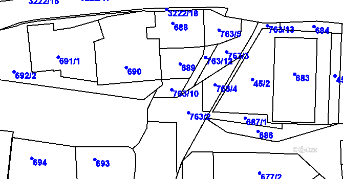 Parcela st. 763/10 v KÚ Bystřice nad Pernštejnem, Katastrální mapa
