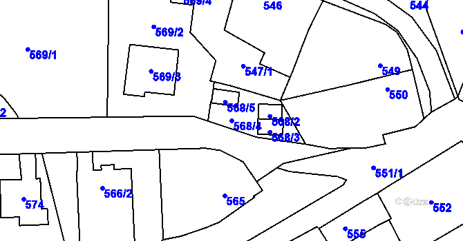 Parcela st. 568/4 v KÚ Bystřice nad Pernštejnem, Katastrální mapa