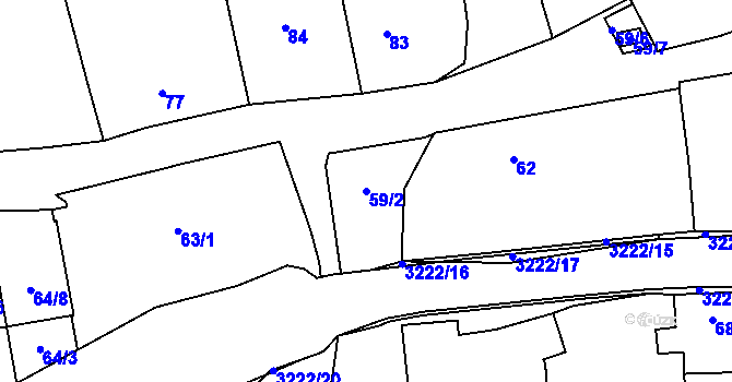 Parcela st. 59/2 v KÚ Bystřice nad Pernštejnem, Katastrální mapa