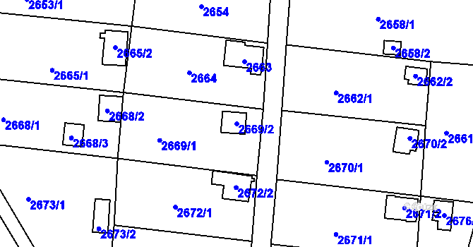 Parcela st. 2669/2 v KÚ Bystřice nad Pernštejnem, Katastrální mapa