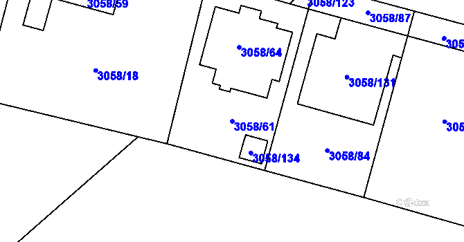 Parcela st. 3058/61 v KÚ Bystřice nad Pernštejnem, Katastrální mapa