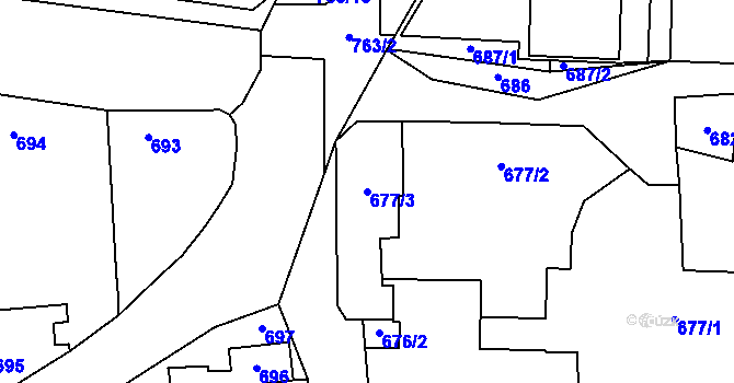 Parcela st. 677/3 v KÚ Bystřice nad Pernštejnem, Katastrální mapa