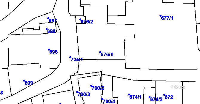Parcela st. 676/1 v KÚ Bystřice nad Pernštejnem, Katastrální mapa
