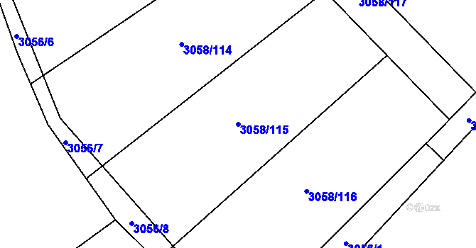 Parcela st. 3058/115 v KÚ Bystřice nad Pernštejnem, Katastrální mapa