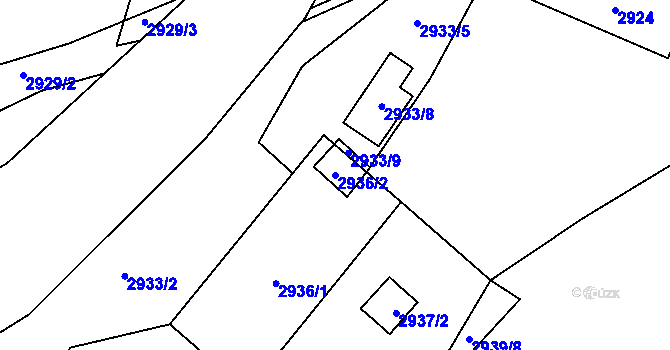Parcela st. 2936/2 v KÚ Bystřice nad Pernštejnem, Katastrální mapa