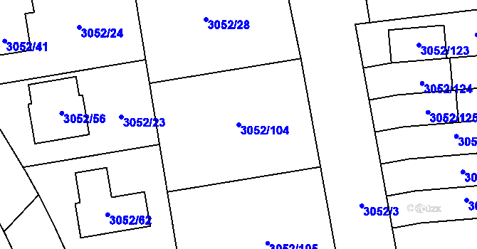 Parcela st. 3052/104 v KÚ Bystřice nad Pernštejnem, Katastrální mapa