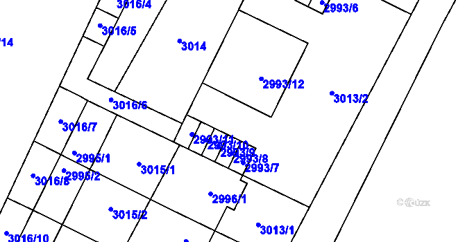 Parcela st. 2993/14 v KÚ Bystřice nad Pernštejnem, Katastrální mapa
