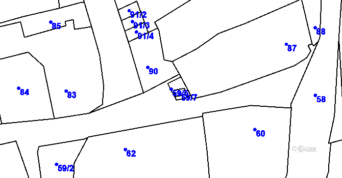 Parcela st. 59/6 v KÚ Bystřice nad Pernštejnem, Katastrální mapa