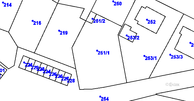 Parcela st. 251/1 v KÚ Bystřice nad Pernštejnem, Katastrální mapa