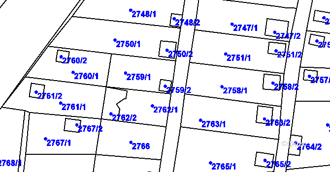 Parcela st. 2759/2 v KÚ Bystřice nad Pernštejnem, Katastrální mapa