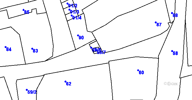 Parcela st. 59/7 v KÚ Bystřice nad Pernštejnem, Katastrální mapa