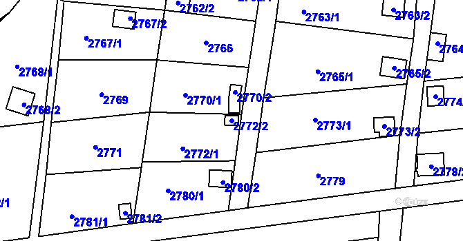 Parcela st. 2772/2 v KÚ Bystřice nad Pernštejnem, Katastrální mapa
