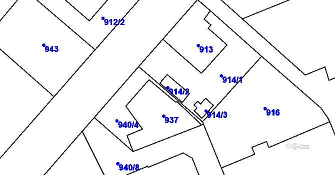 Parcela st. 914/2 v KÚ Bystřice nad Pernštejnem, Katastrální mapa