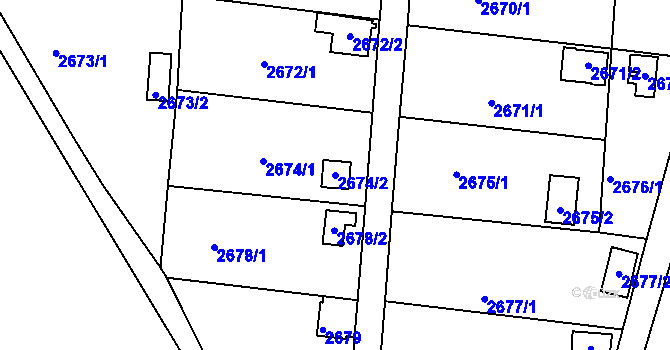 Parcela st. 2674/2 v KÚ Bystřice nad Pernštejnem, Katastrální mapa