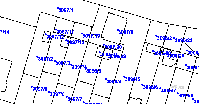 Parcela st. 3096/27 v KÚ Bystřice nad Pernštejnem, Katastrální mapa
