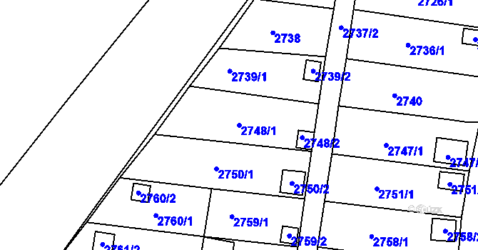 Parcela st. 2748/1 v KÚ Bystřice nad Pernštejnem, Katastrální mapa