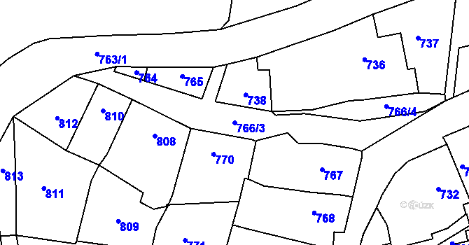 Parcela st. 766/3 v KÚ Bystřice nad Pernštejnem, Katastrální mapa