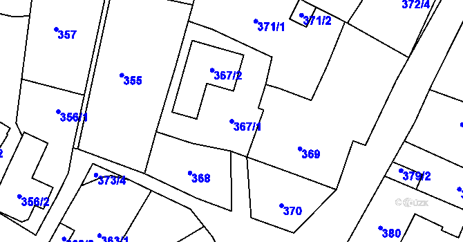 Parcela st. 367/1 v KÚ Bystřice nad Pernštejnem, Katastrální mapa