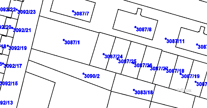 Parcela st. 3087/24 v KÚ Bystřice nad Pernštejnem, Katastrální mapa