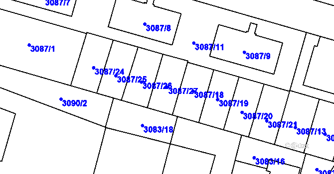Parcela st. 3087/27 v KÚ Bystřice nad Pernštejnem, Katastrální mapa